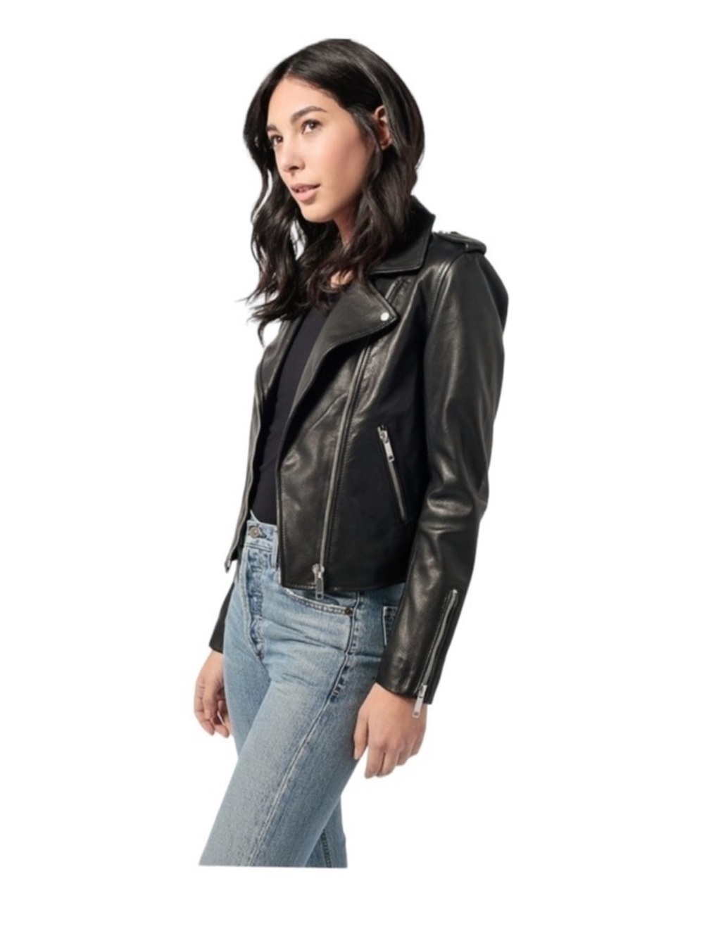 LTH JKT KaS Modern Leather Biker Jacket Women's Size S Black Moto‎